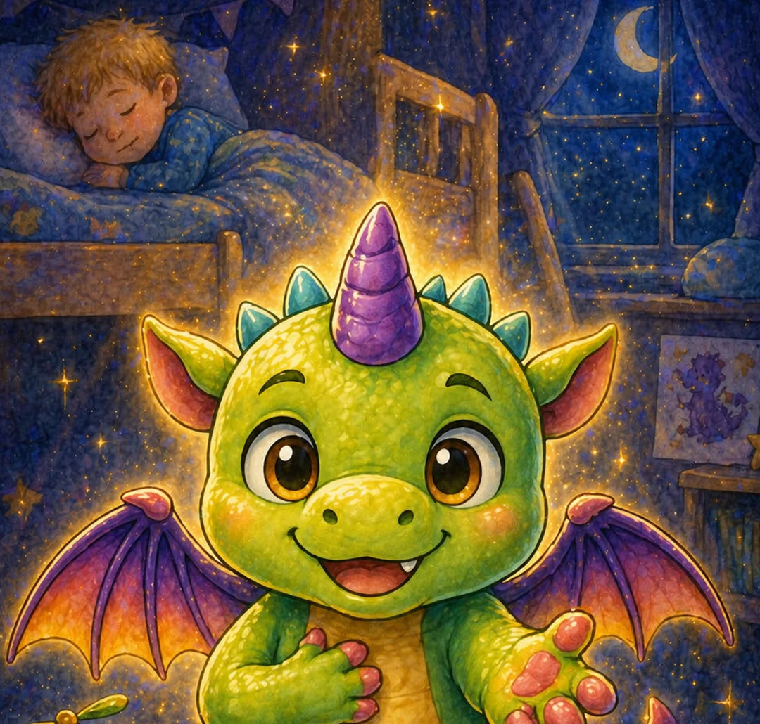 Dido the little tooth dragon happily spreads his wings